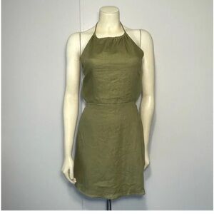 Brand new Reformation mabli linen dress in olive oil women’s size 6 with tags